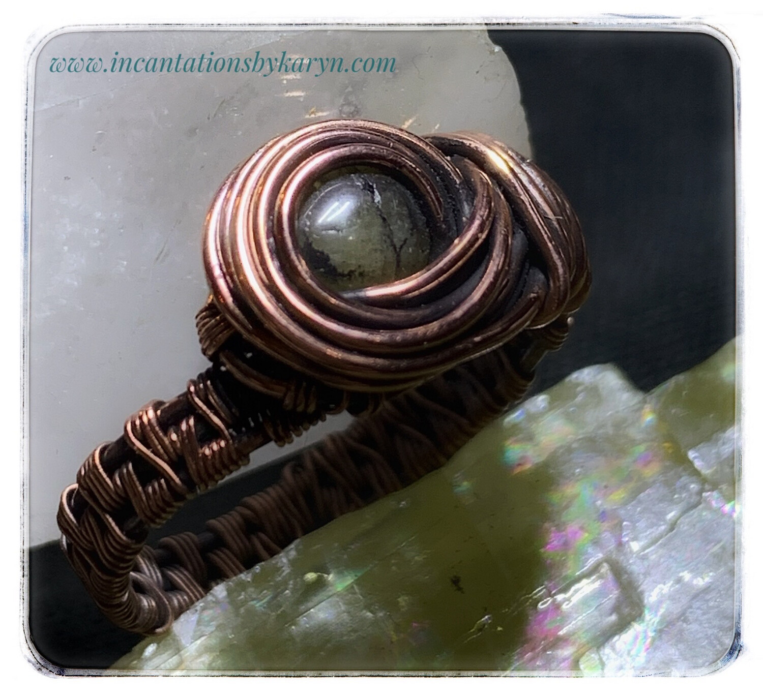 Peridot &amp; Oxidized Copper Ring