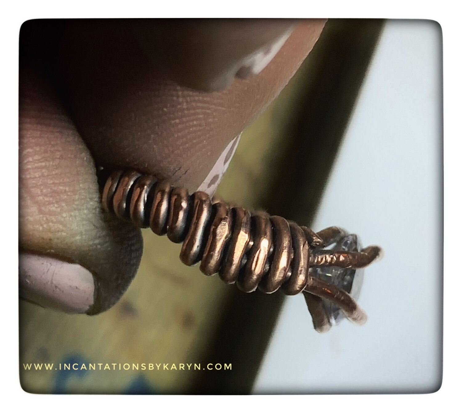White Tourmaline Copper Ring