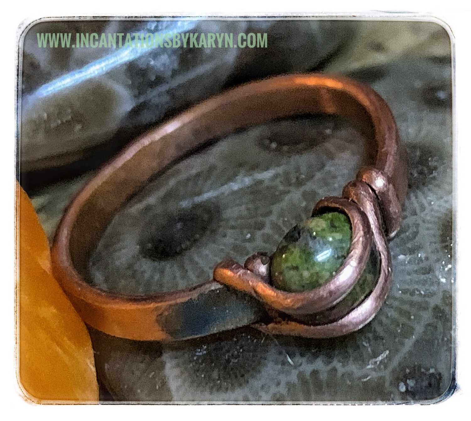 Ukanite And Copper Flat Shank Ring
