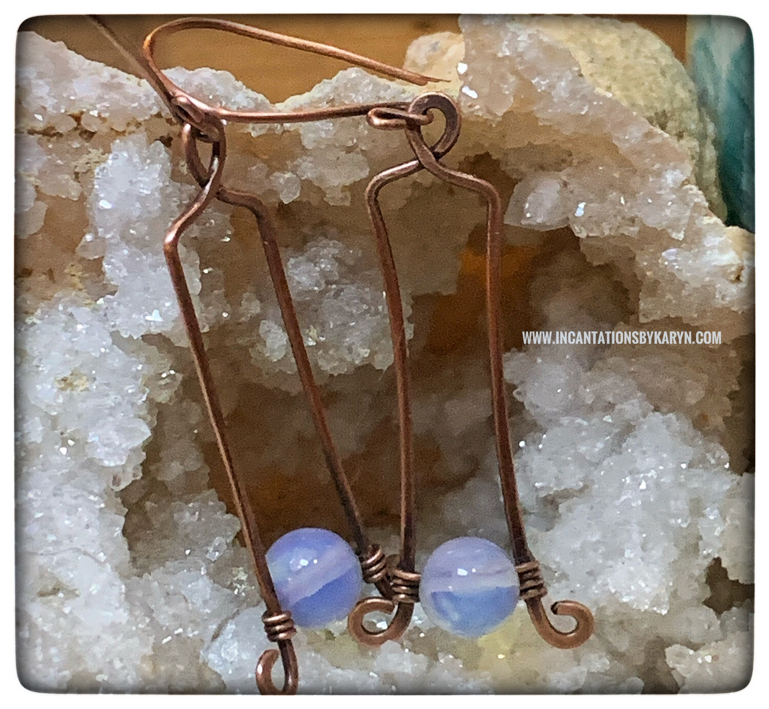 Copper And Moonstone Earrings