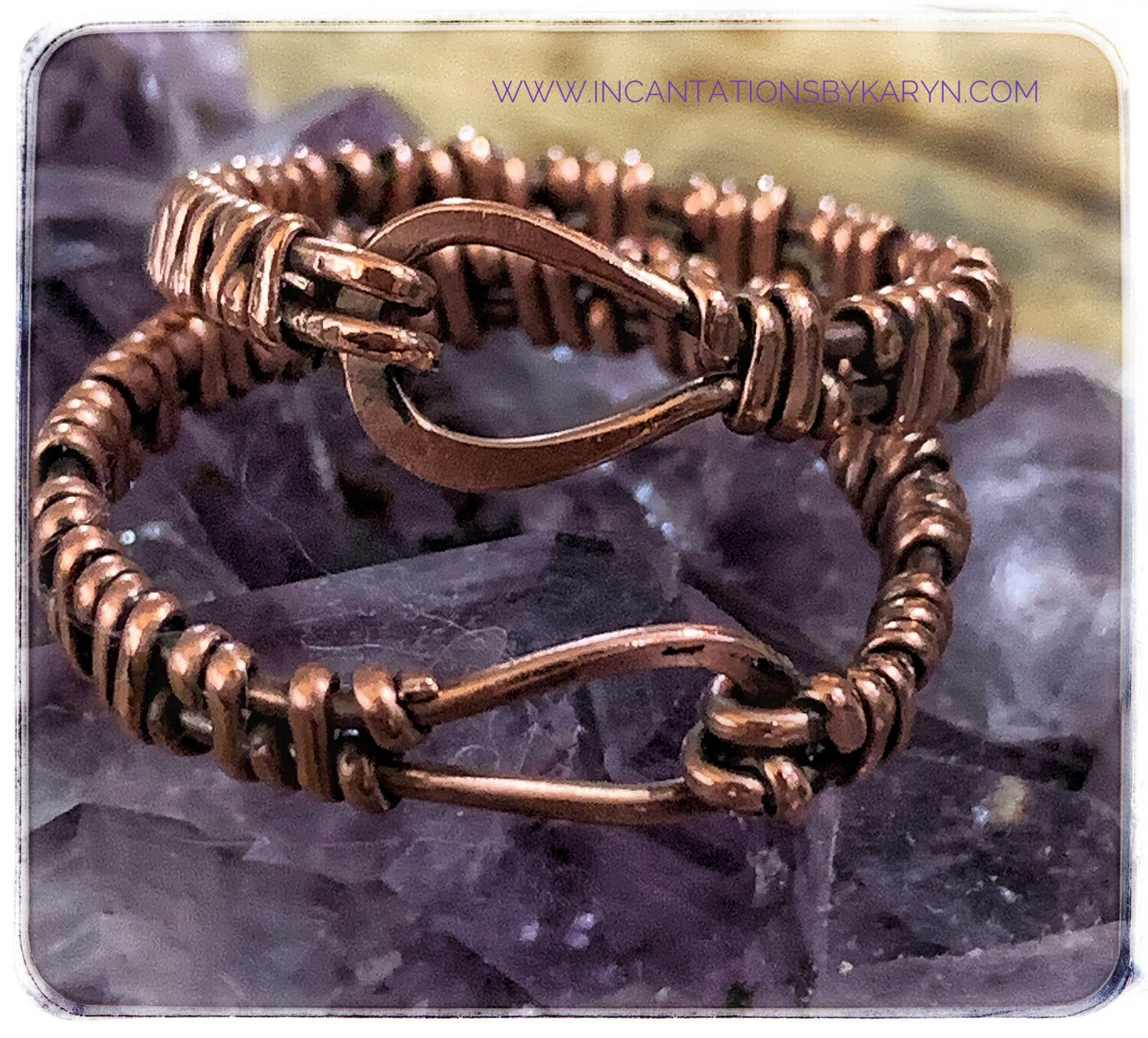 Handwoven copper unisex ring 