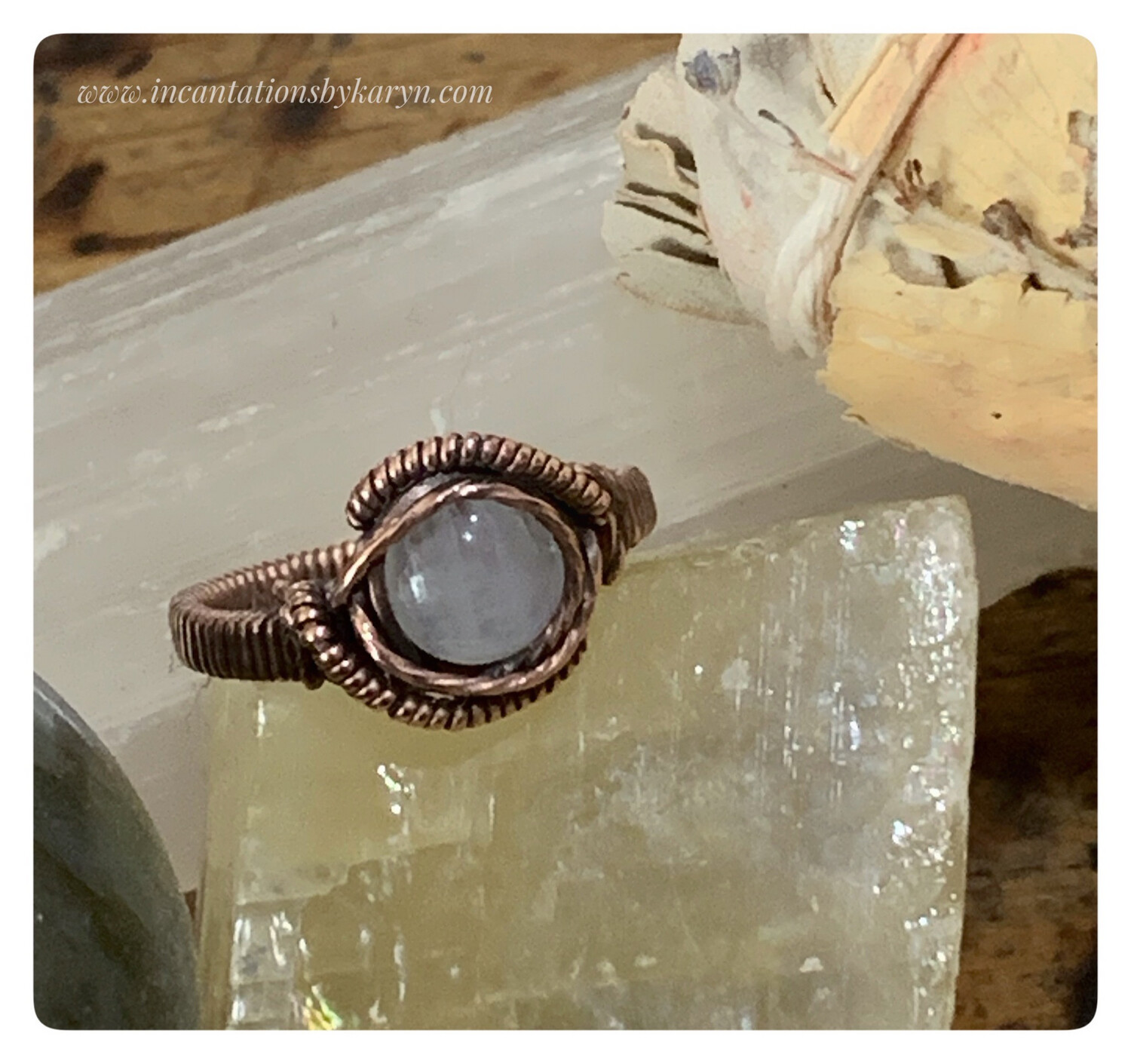 Moonstone copper ring (sz9)
