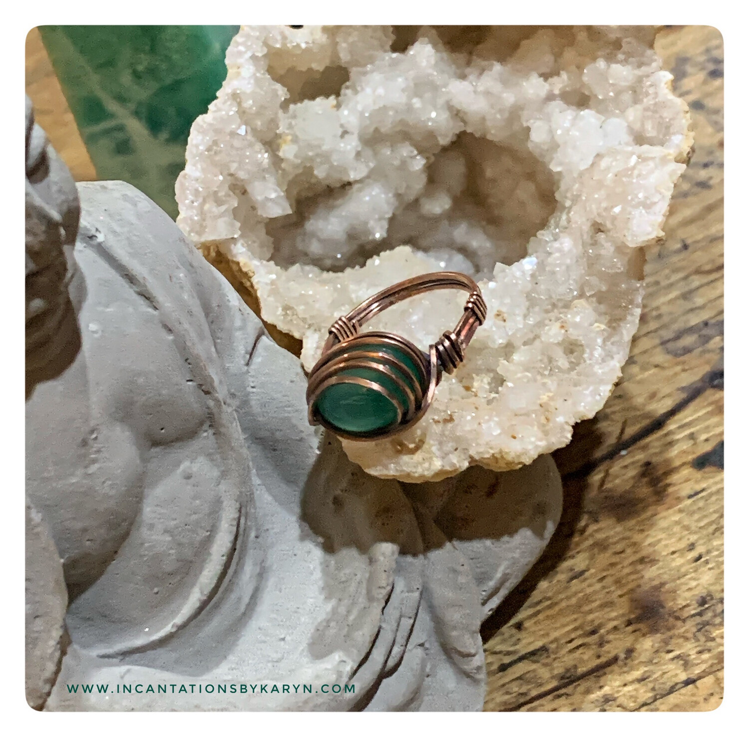Green Tourmaline Copper Ring 