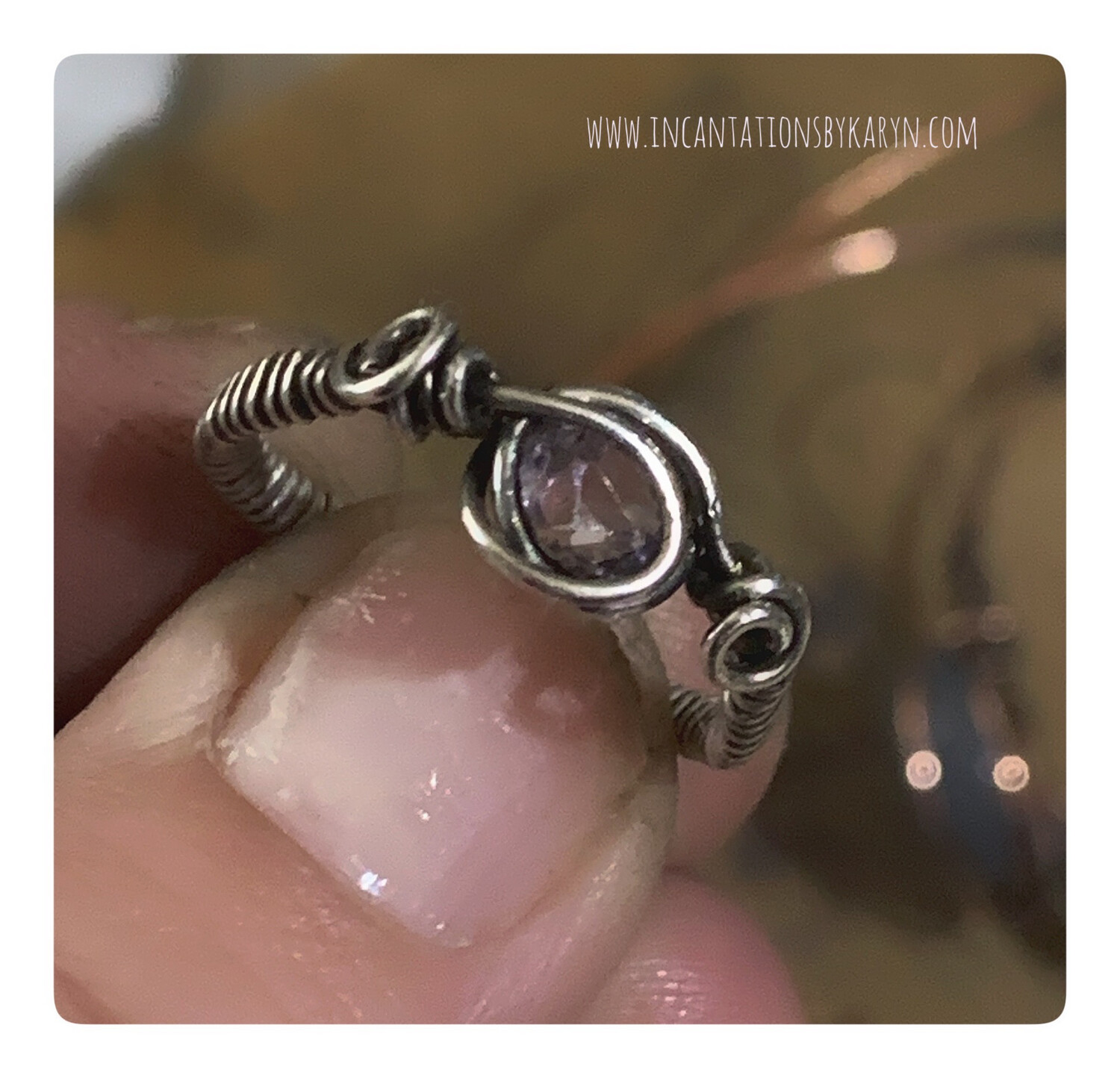 Amethyst and sterling silver ring 