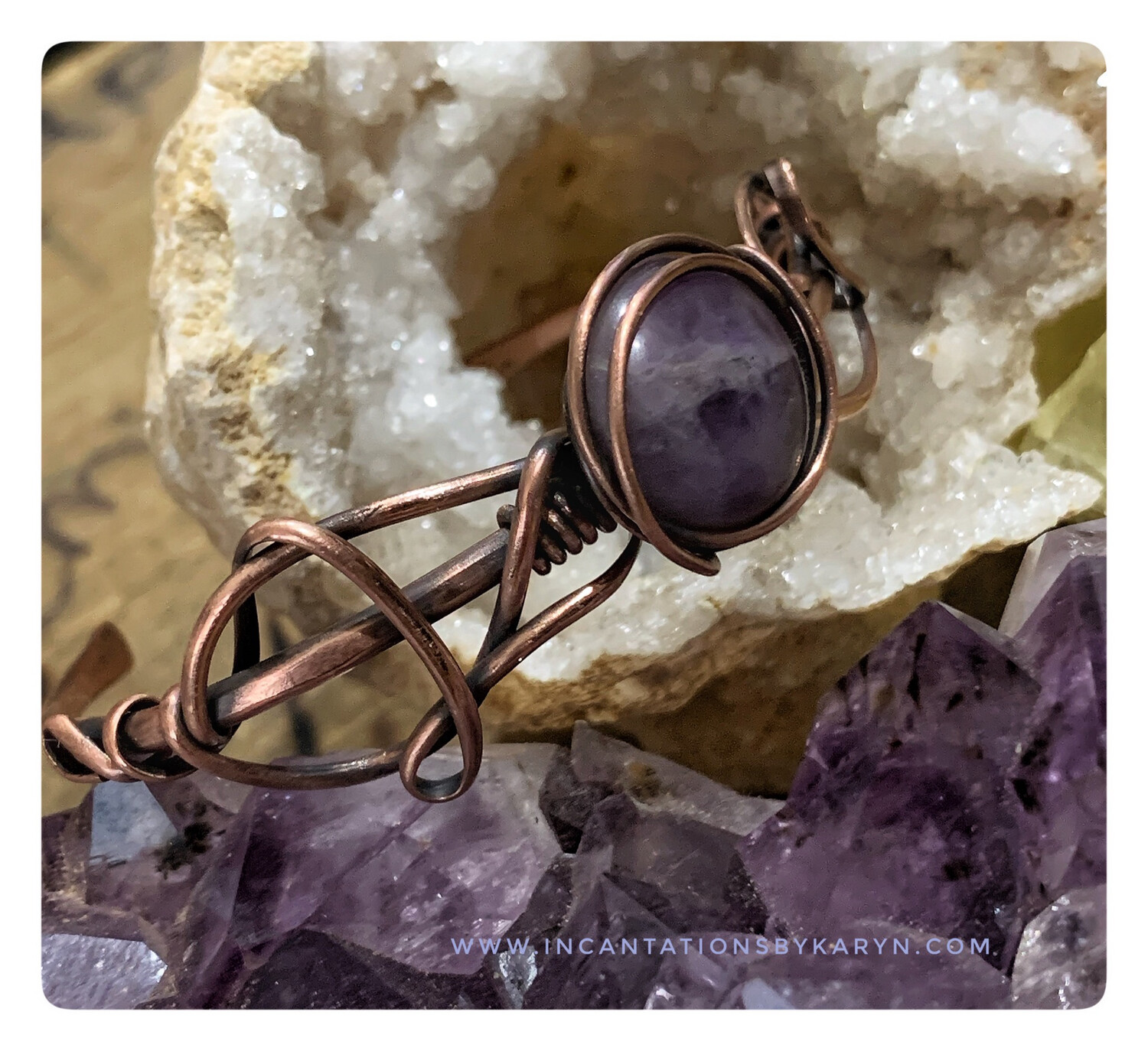 Amethyst &amp; Copper Cuff