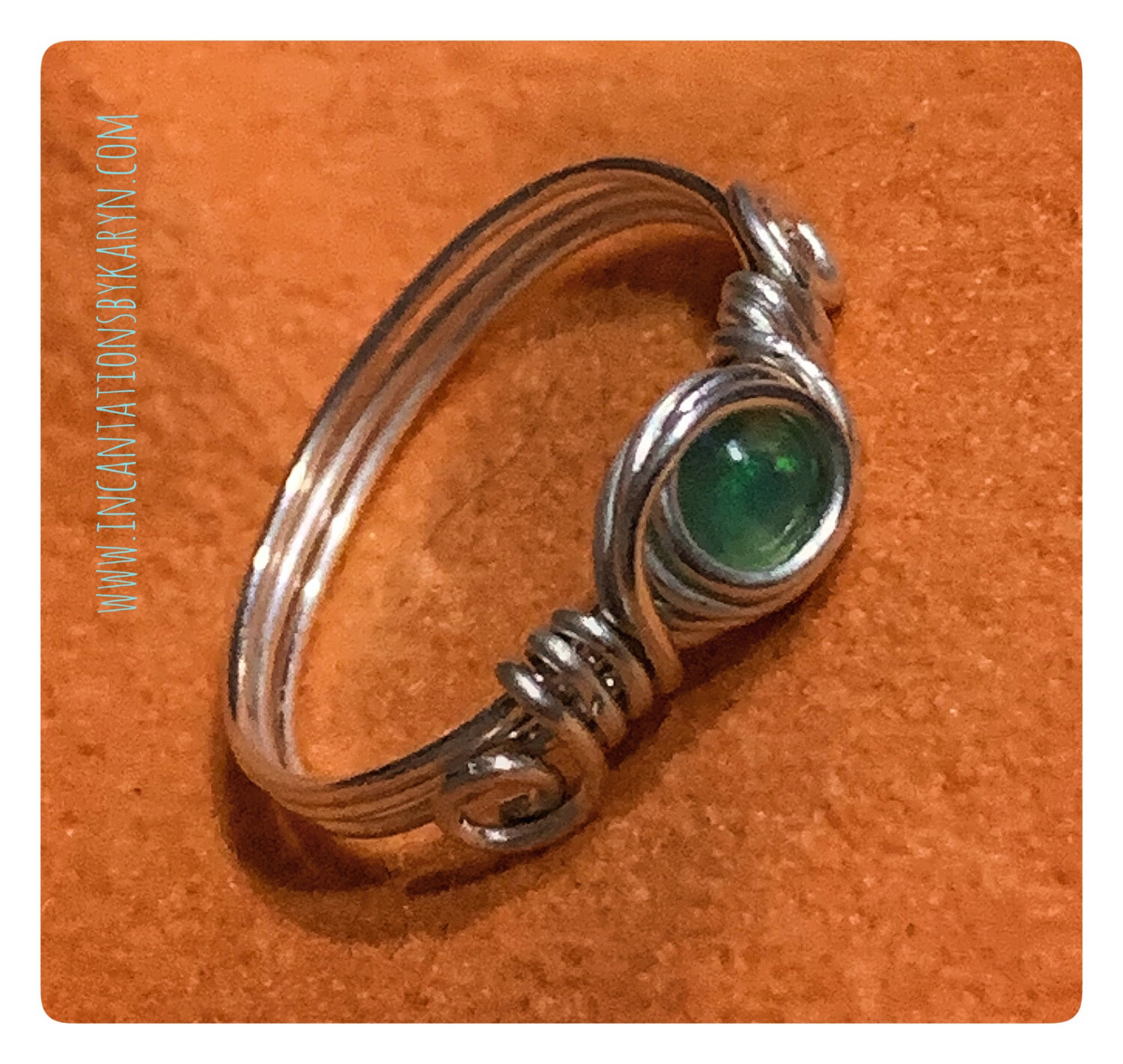 Peruvian blue opal super petite ring