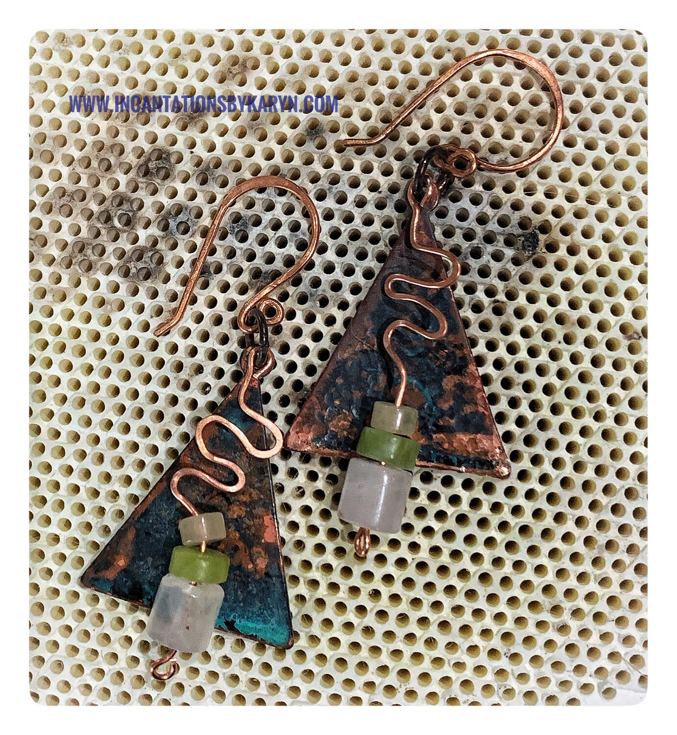 Copper triangle earrings 