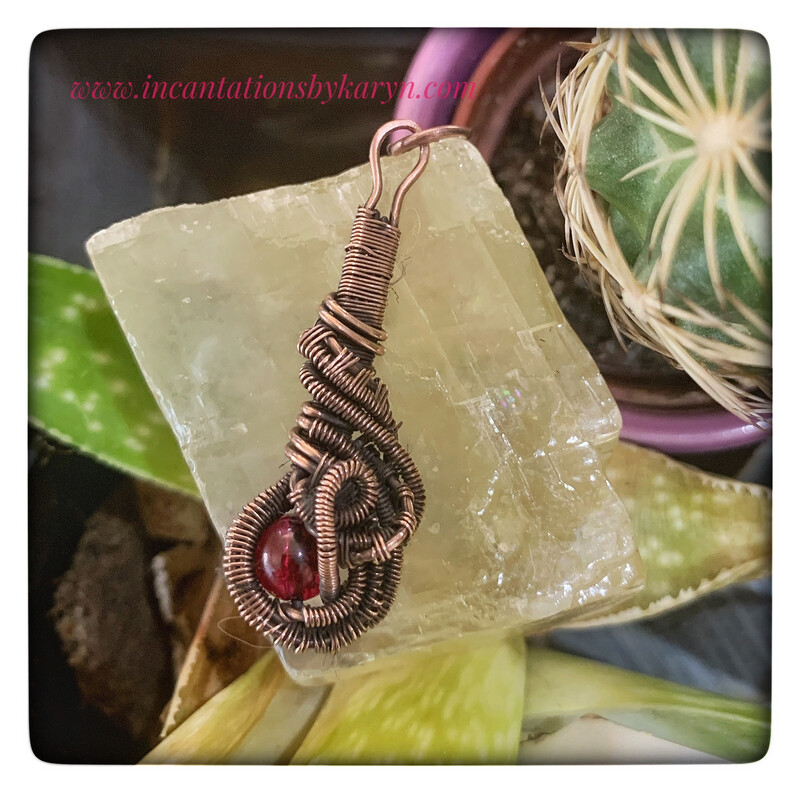 Red fluorite copper pendant