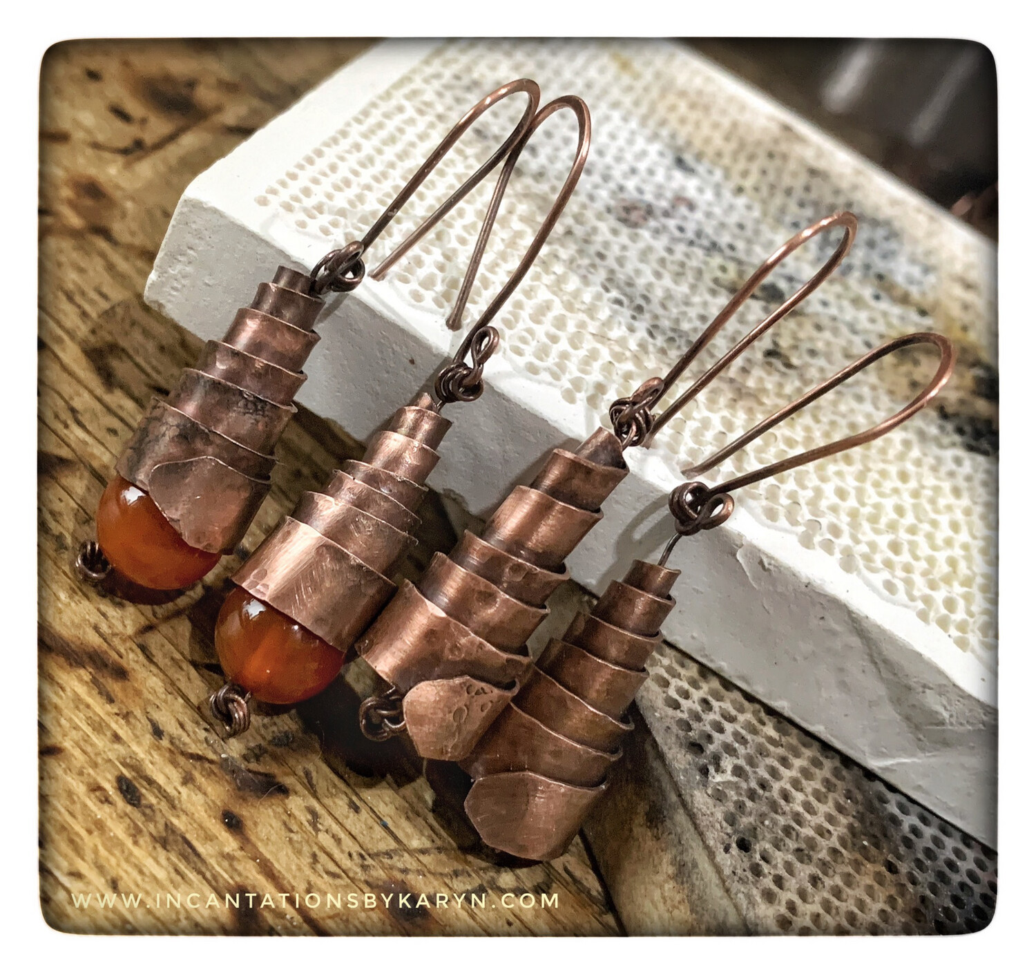 Hyacinth copper earrings