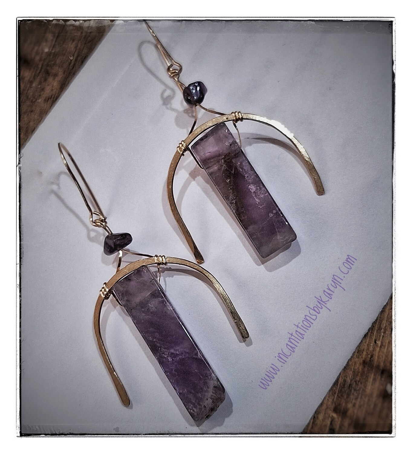 Amethyst and 14k Gold Fill Arch Earrings