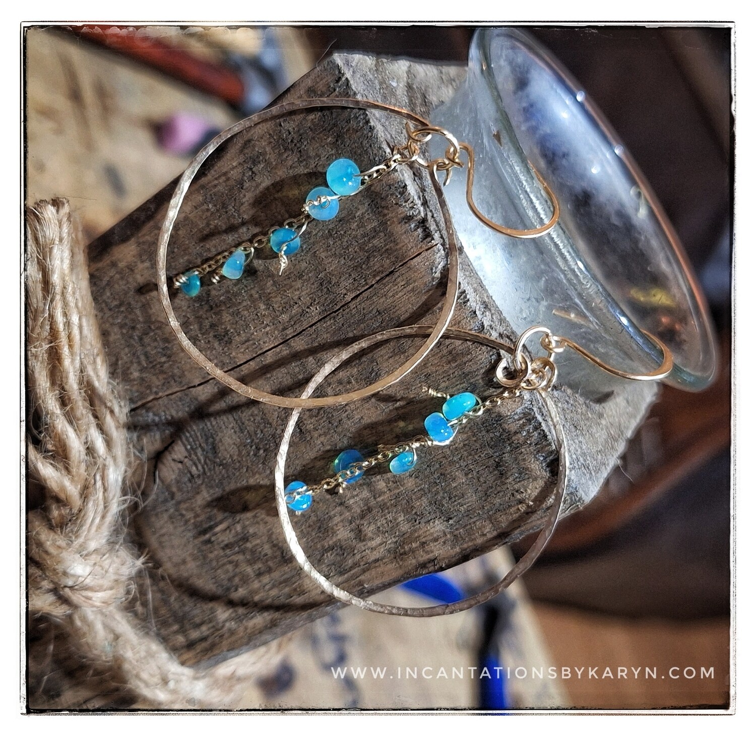 Welo opal 14k gold fl earrings 