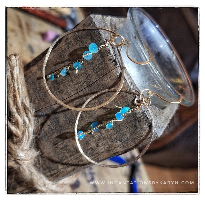 Welo opal 14k gold fl earrings 