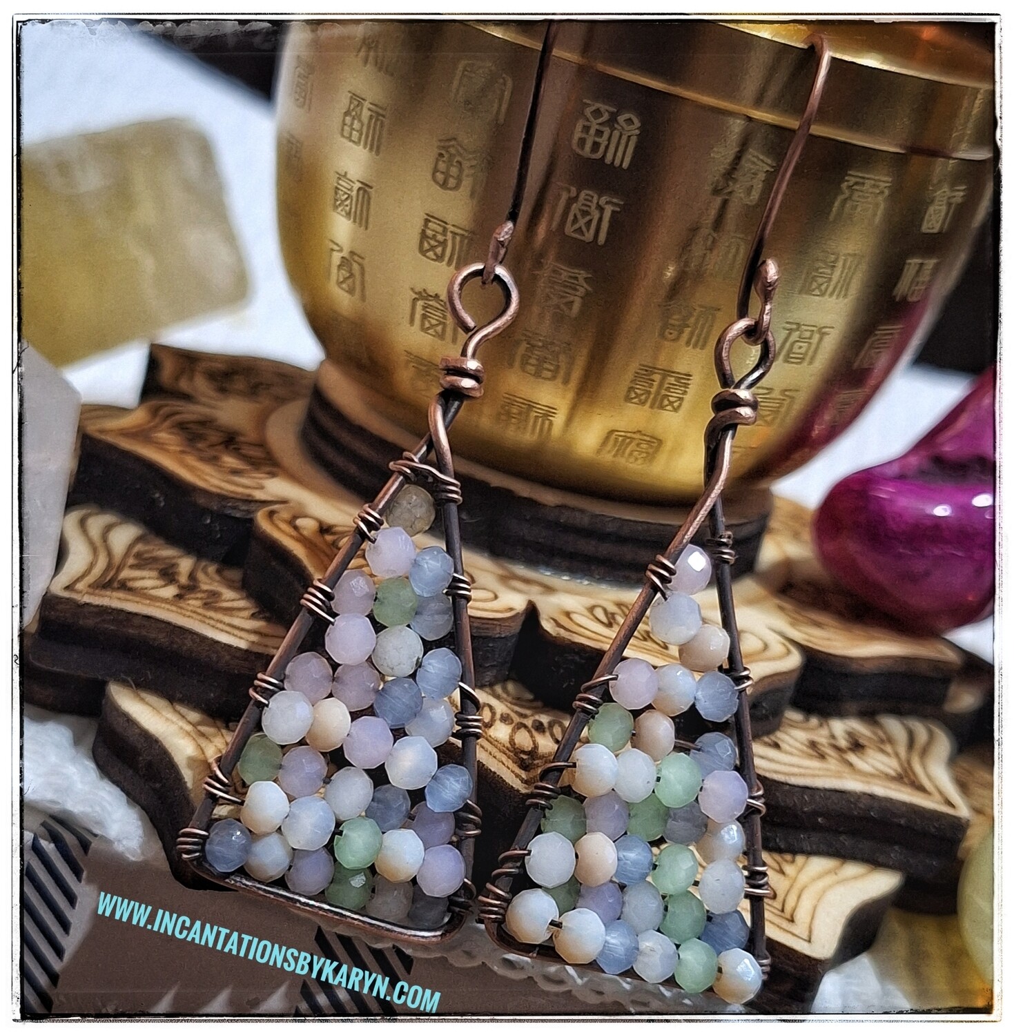 Morganite and Copper Earrings 