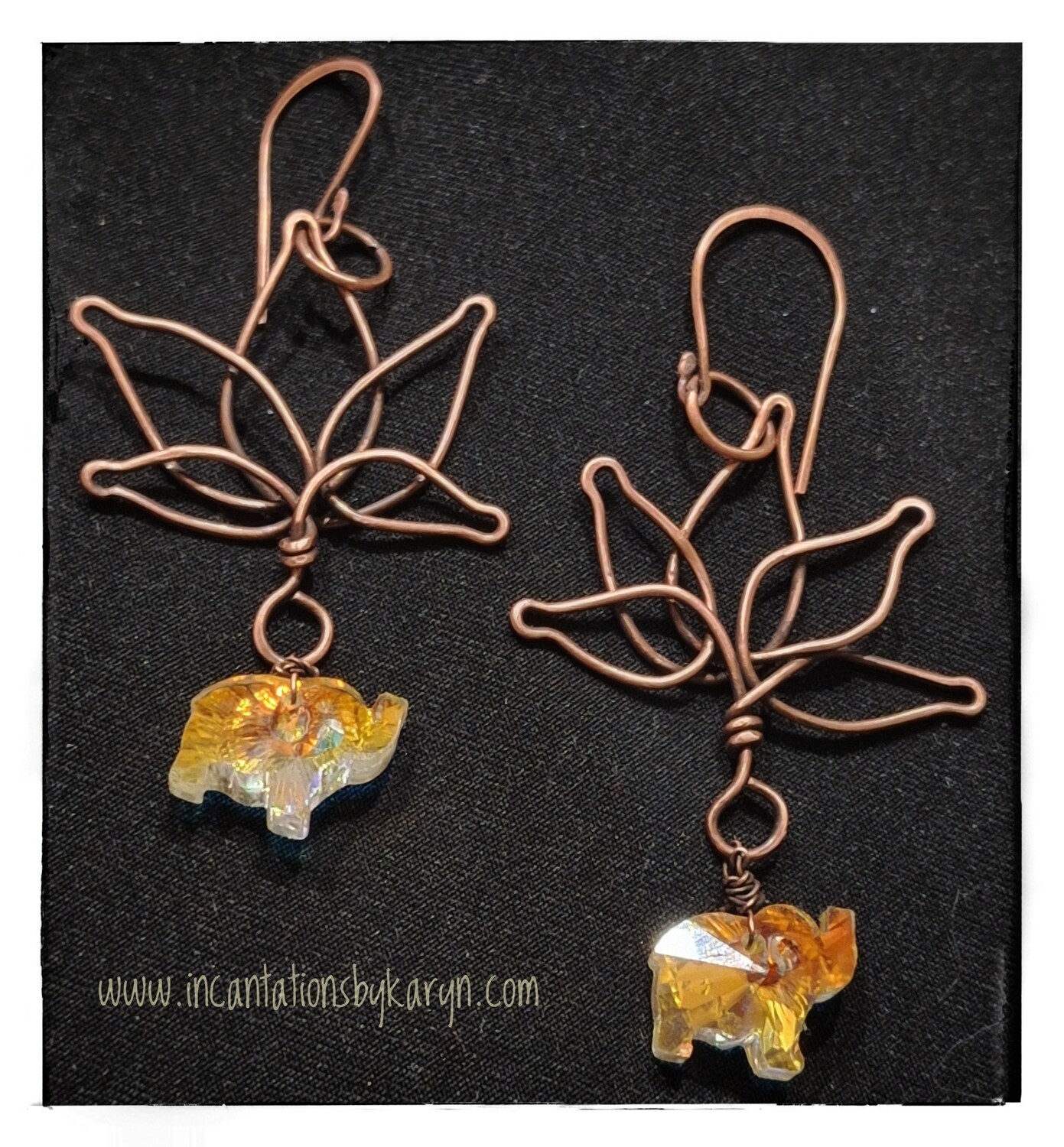 Lotus flower &amp; crystal earrings