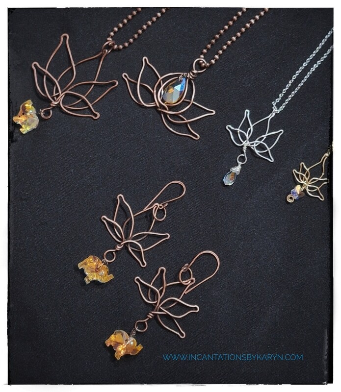 Lotus and Swarovski Crystal Pendants
