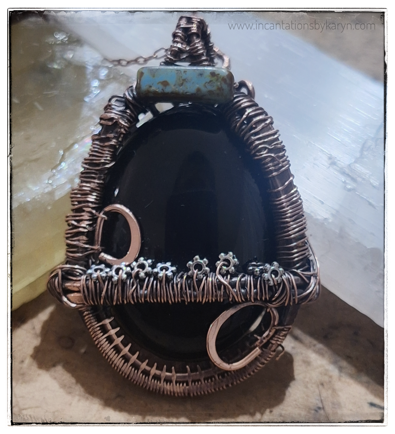 Large Onyx Copper Pendant