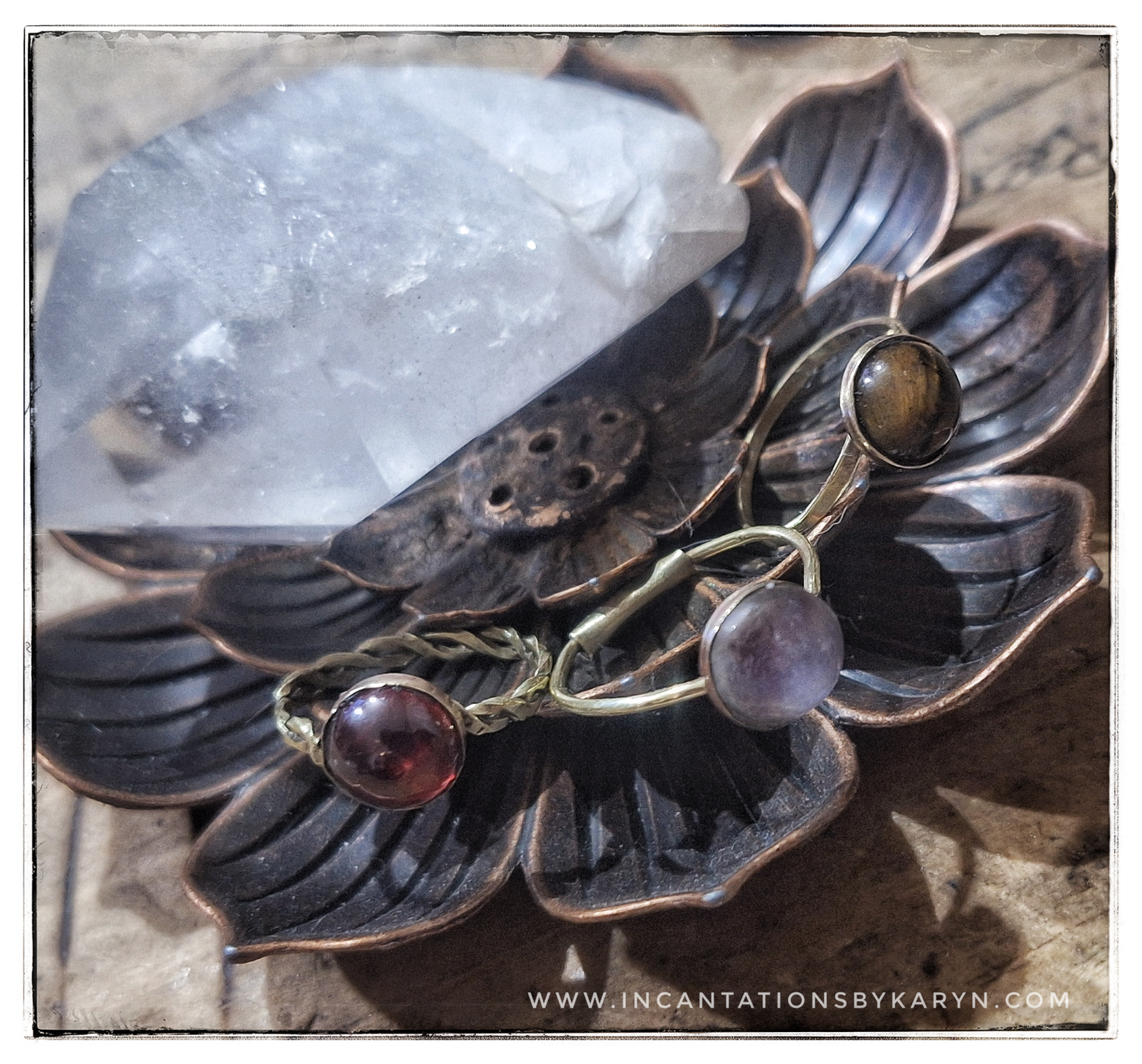 Brass and gemstone Ring