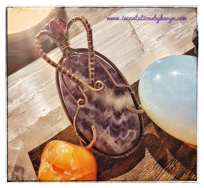 Purple Agate Copper Pendant