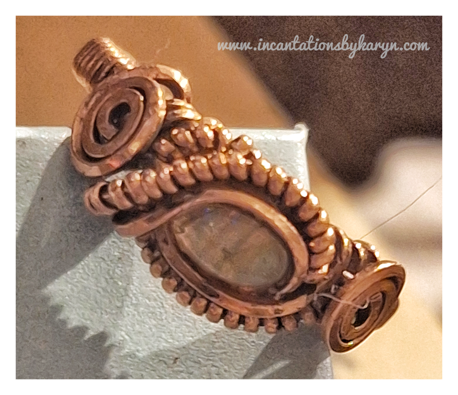 Ethiopian opal and copper ring