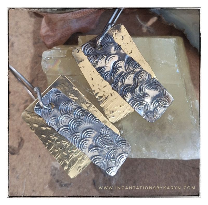 Mixed metal hammered earrings