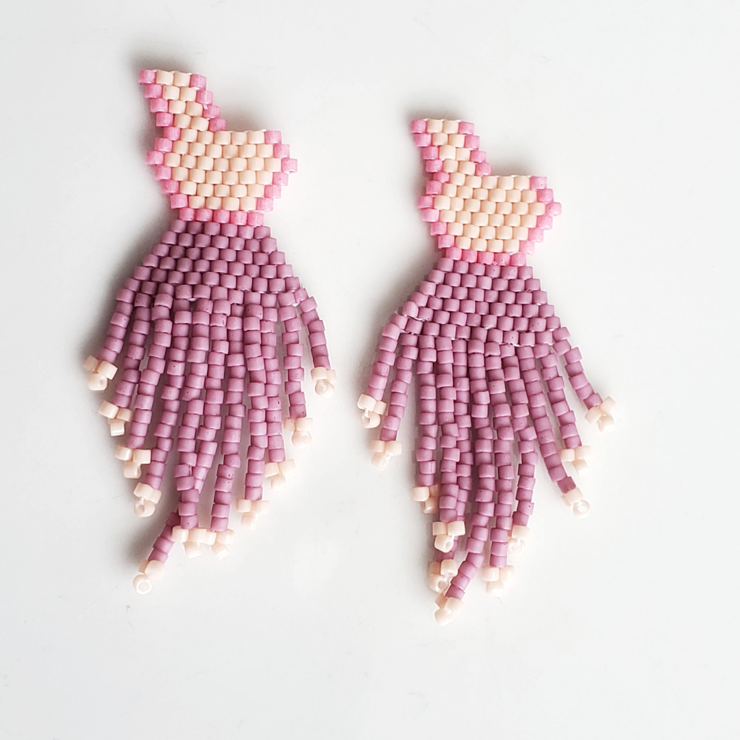 Antique Rose, Salmon-Colored and Pink Earrings