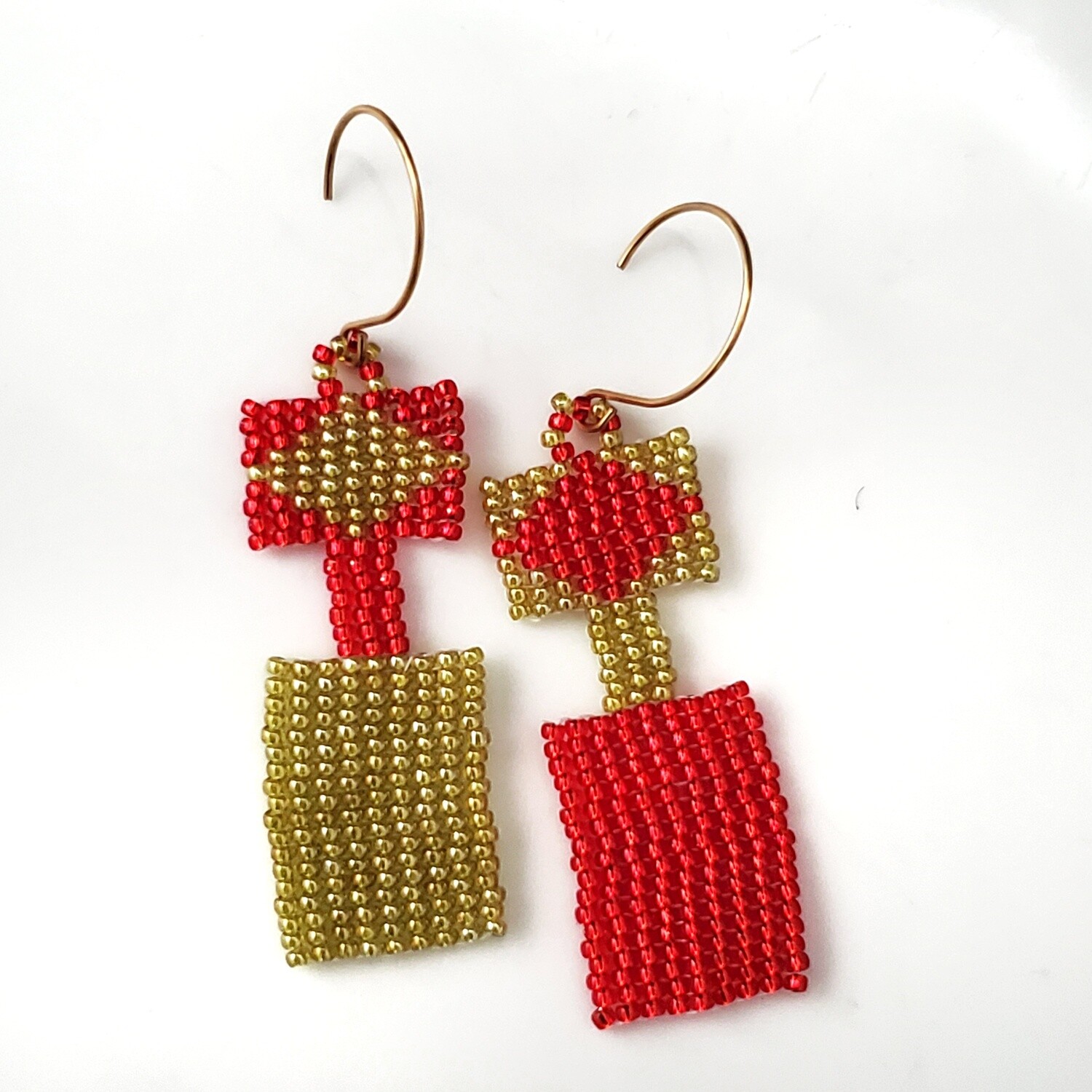 Handmade Red and Yellow Dangle Earrings