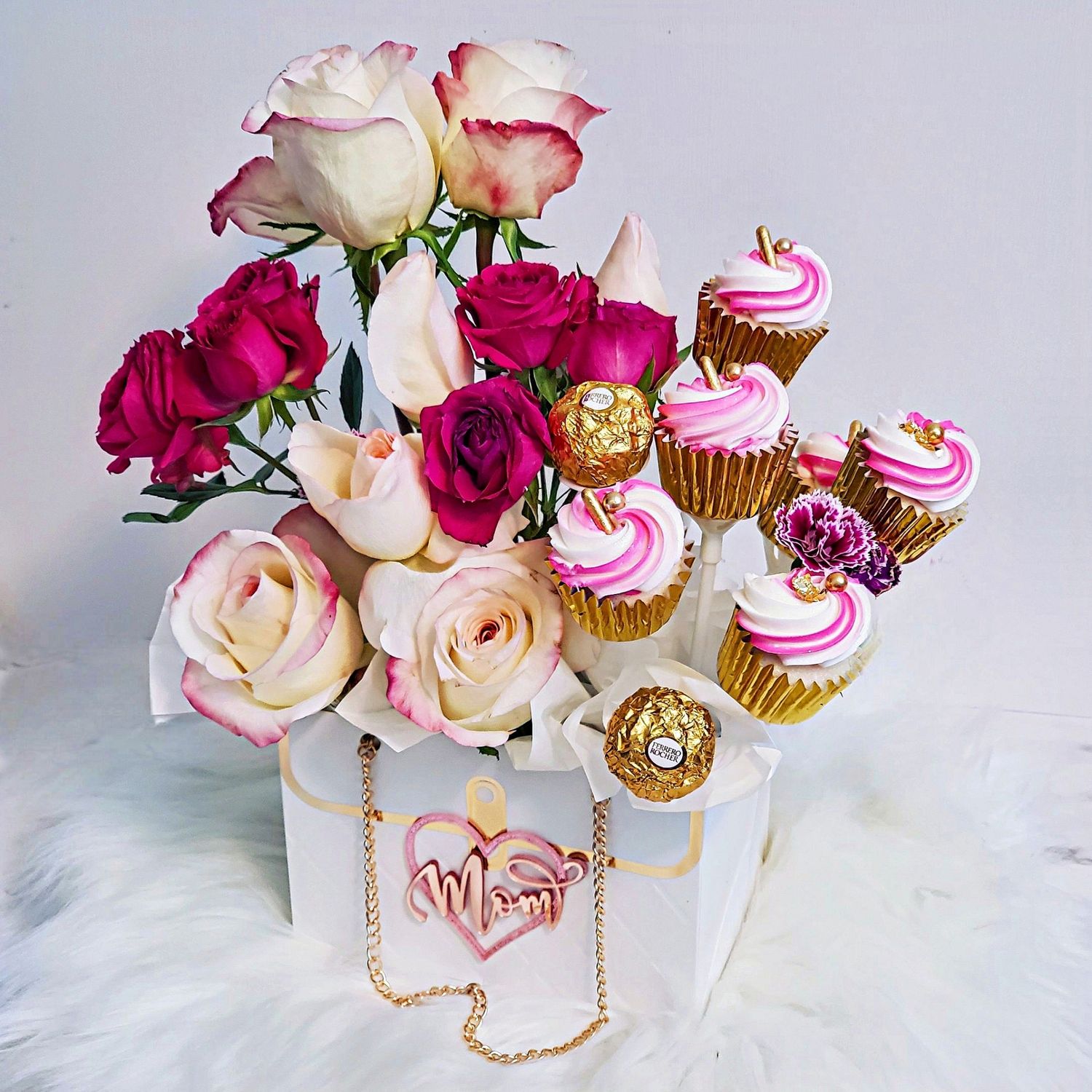 Floral &amp; Cupcake Purse Bouquet
