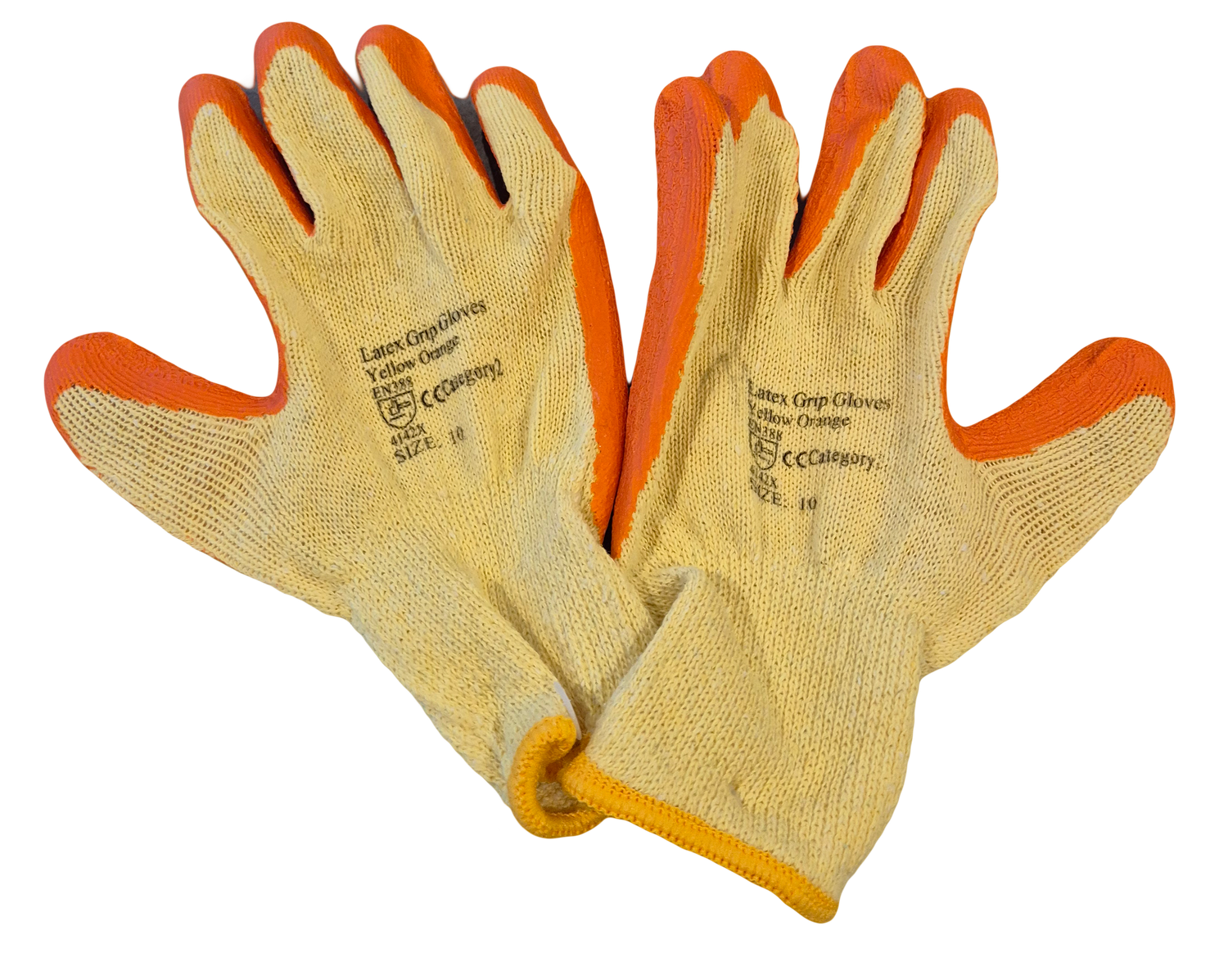 Latex Grip Gloves – Yellow/Orange (Size 10 XL) (Pair)