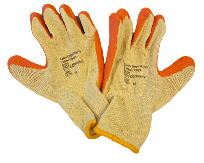 Latex Grip Gloves – Yellow/Orange (Size 10 XL) (Pair)