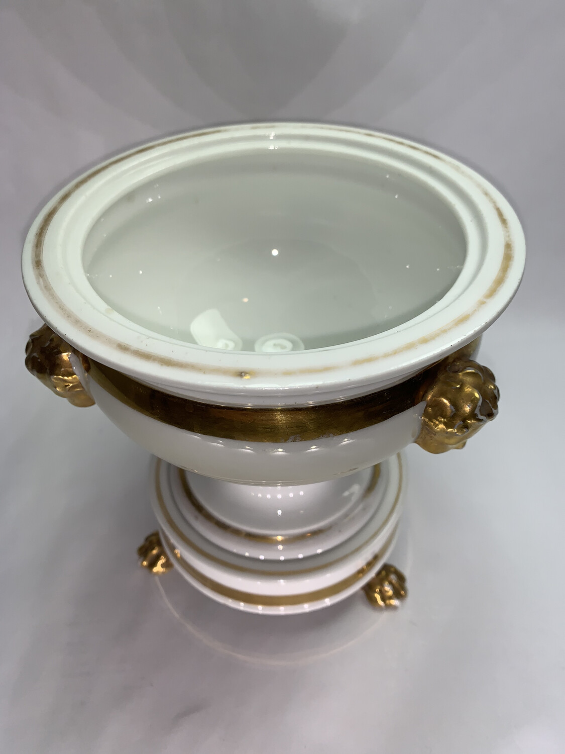 Antique FRENCH EMPIRE Style Early 19th c.OLD PARIS White Gold PORCELAIN Bowl Urn