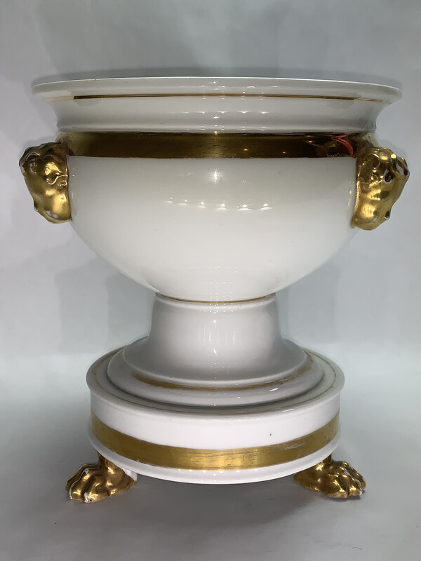 Antique FRENCH EMPIRE Style Early 19th c.OLD PARIS White Gold PORCELAIN Bowl Urn