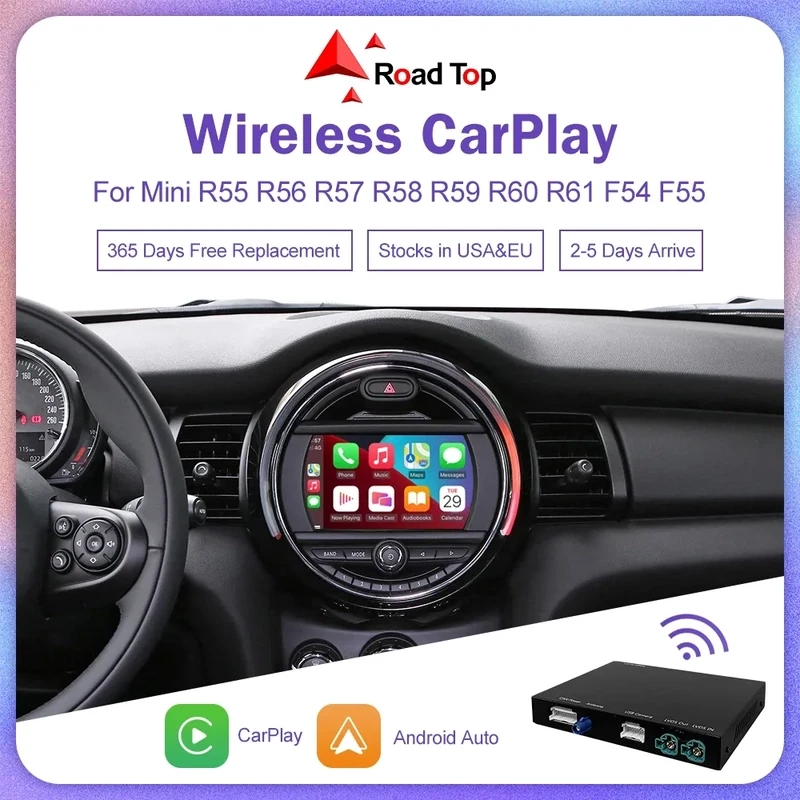 Wireless Apple CarPlay Android Auto for Mini R55 R56 R57 R58 R59 R60 R61 F54 F55 Clubman Countryman Hardtop John Cooper F56 F57