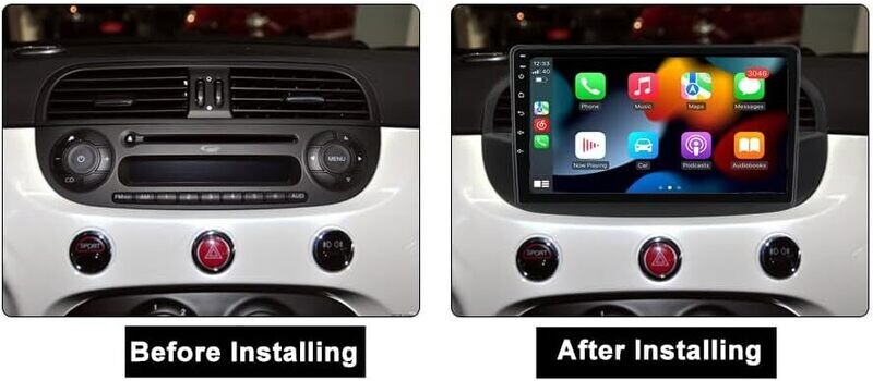 Fiat 500 2007-2014  Carplay Android 9″ Touch Screen Multimedia Player