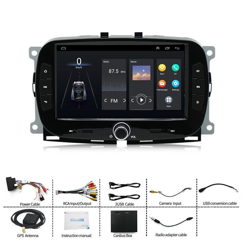 FIAT 500 2016-2019  Carplay Android 7″ Touch Screen Multimedia Player