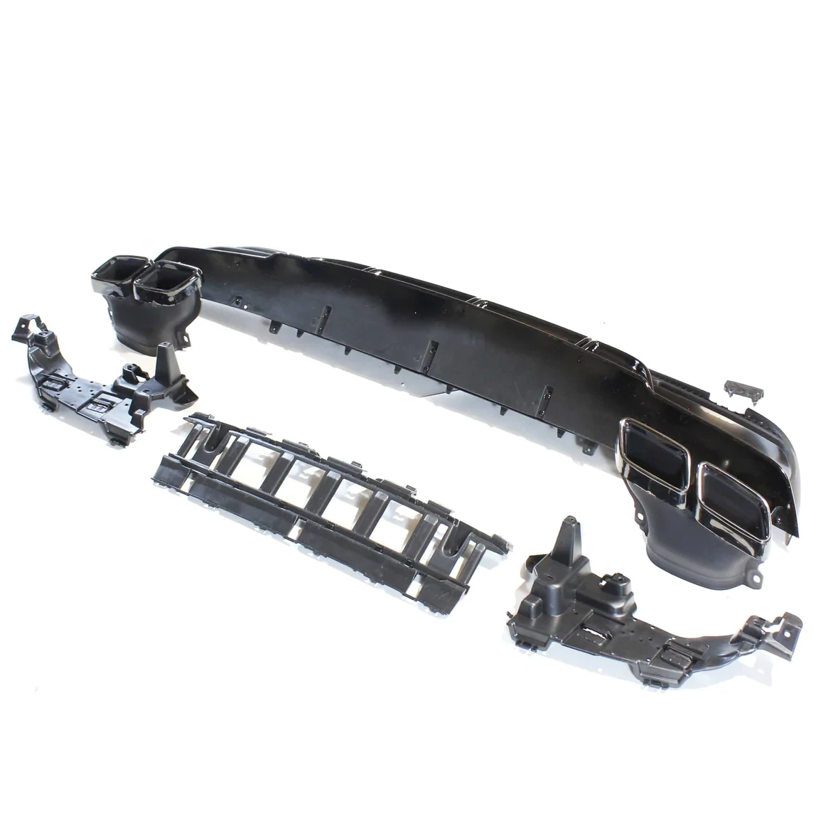 MERCEDES C-CLASS SALOON/ESTATE W205 GLOSS BLACK DIFFUSER &amp; BLACK TIPS