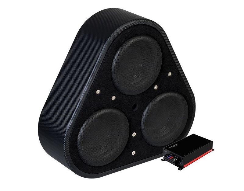 Black Air Wheel Well Triple 8 Inch Passive Radiator Active Subwoofer Enclosure