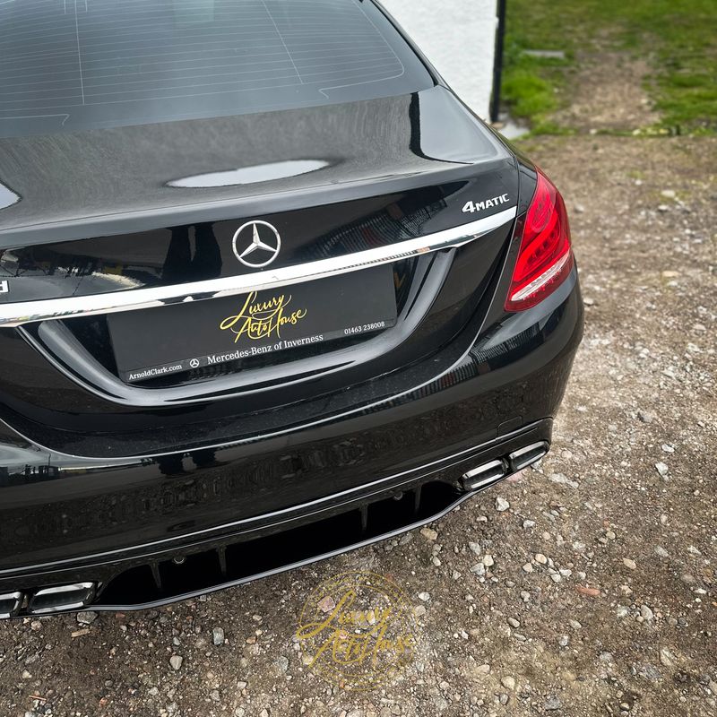 MERCEDES C-CLASS SALOON/ESTATE W205 GLOSS BLACK DIFFUSER &amp; BLACK TIPS