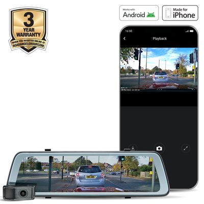 Road Angel Halo Vision 3 2160P 4K Mirror Dual Dash Cam with 10&quot; Anti-glare LCD Touch Screen &amp; Dual Parking Mode