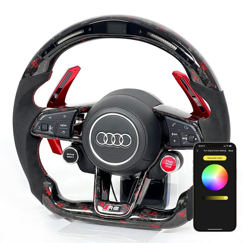 Audi R8 Style Customizable Carbon fiber steering wheel  (For RS4 RS5 RS6 RS7)