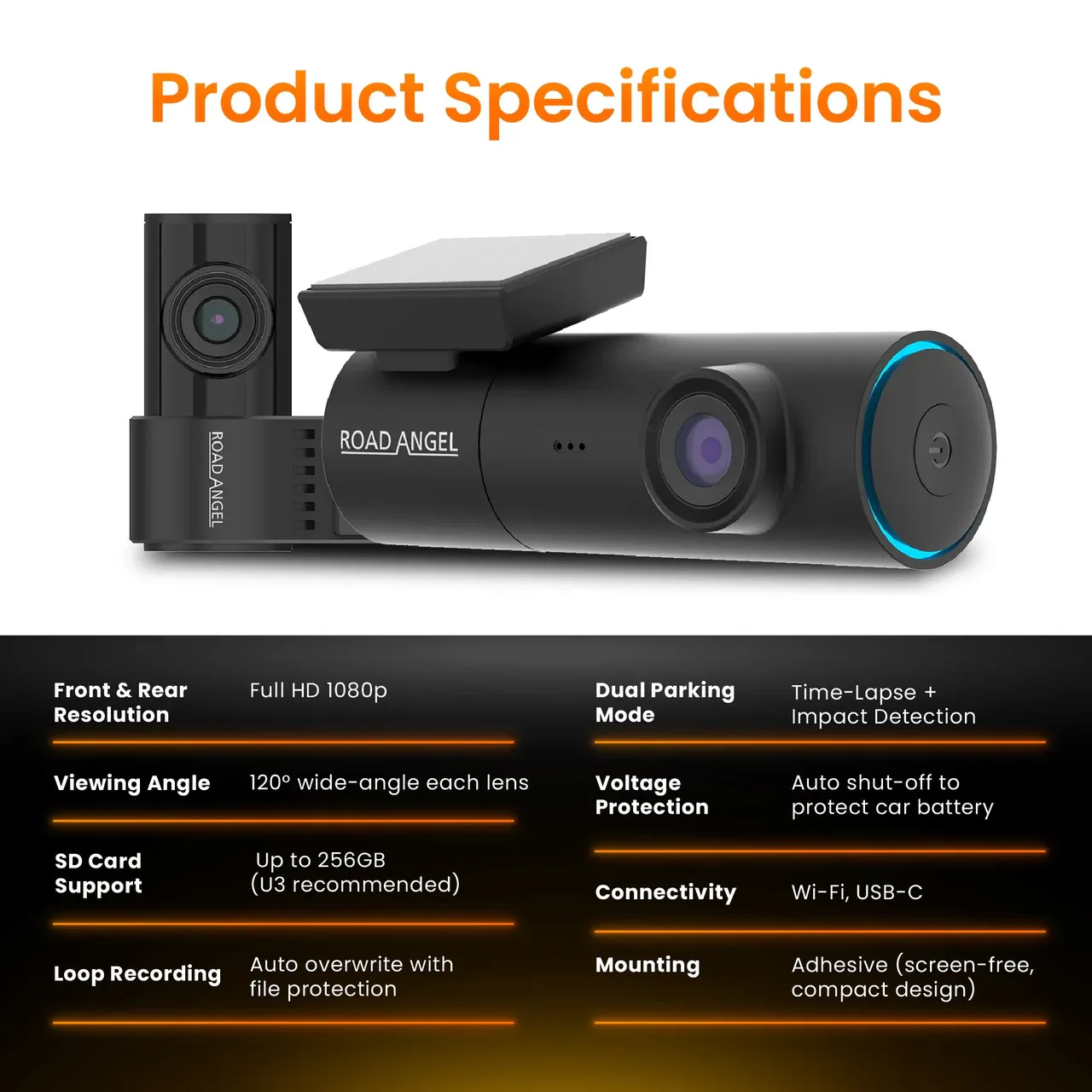Halo Spark Dual Full HD 1080p Front &amp; Rear Dash Camera With Dual Parking Mode &amp; Winter Mode