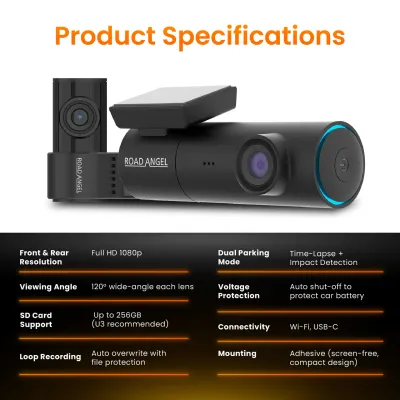 Halo Spark Dual Full HD 1080p Front &amp; Rear Dash Camera With Dual Parking Mode &amp; Winter Mode