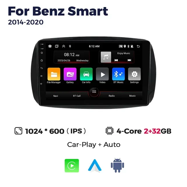 Mercedes Benz Smart Fortwo 3 C453 A453 W453 2014-2020 Radio  Multimedia Screen