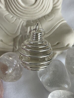 Spiral Pendant with Clear Quartz Sphere