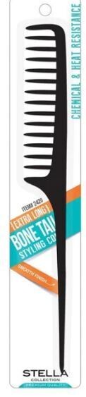 2420 |Stella Collection Extra Long Bone Tail Comb Black :$2.29
