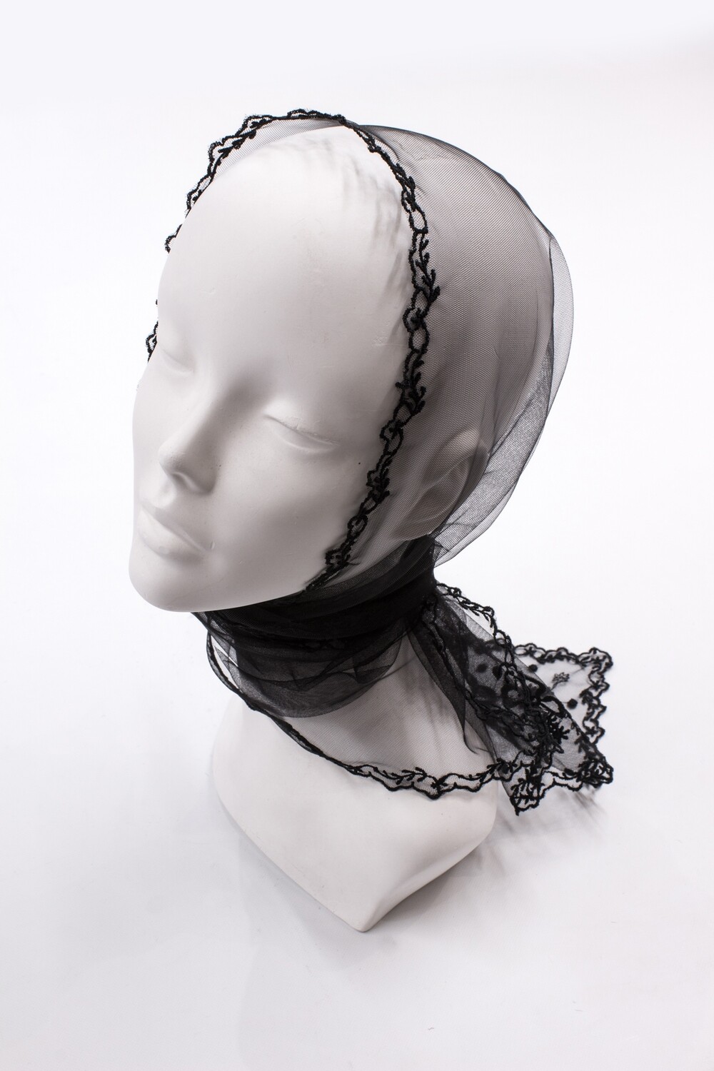 Head tulle kerchief with embroidery "Fleur"