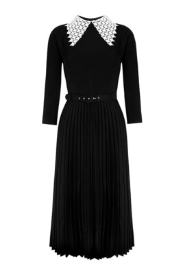 Pleated dress with lace collar "College"