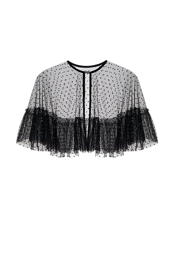 Tulle cape with glitter "Noir"