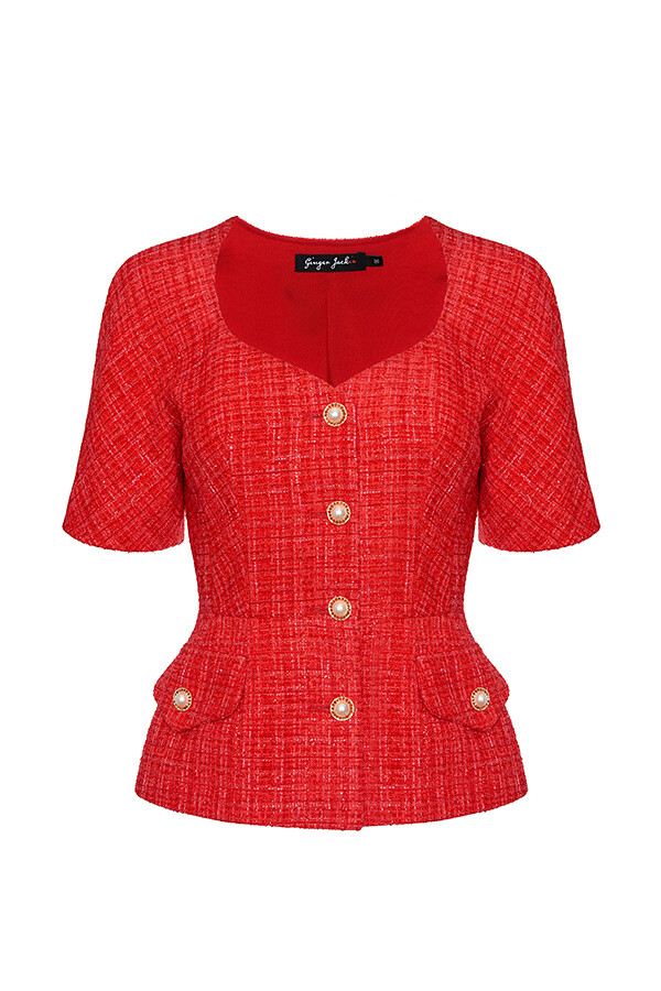 Tweed red jacket "Amour"