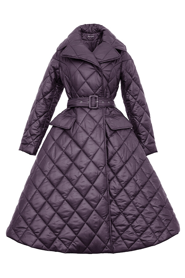 Quilted coat with wide skirt "Snow white"