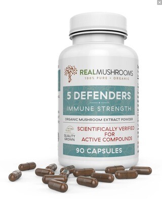 5 Defenders  1000 mg 90 Capsules Real Mushrooms